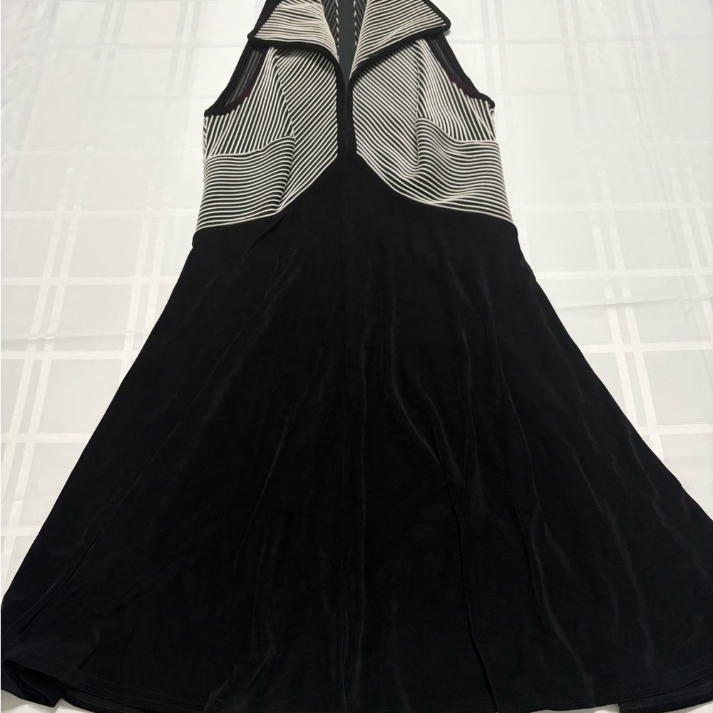 Vintage Black White Stretchy Tadashi Dress Size Med Formal Event Hollywood Glam